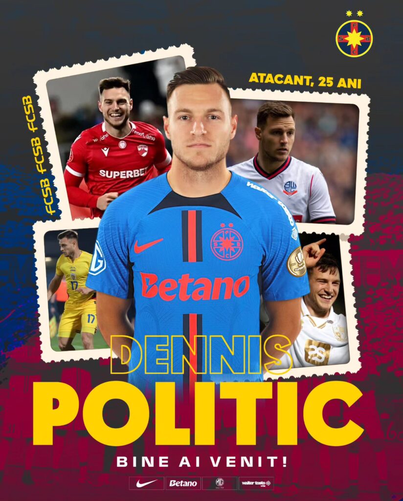 FCSB a anunțat oficial transferul lui Dennis Politic de la Dinamo București