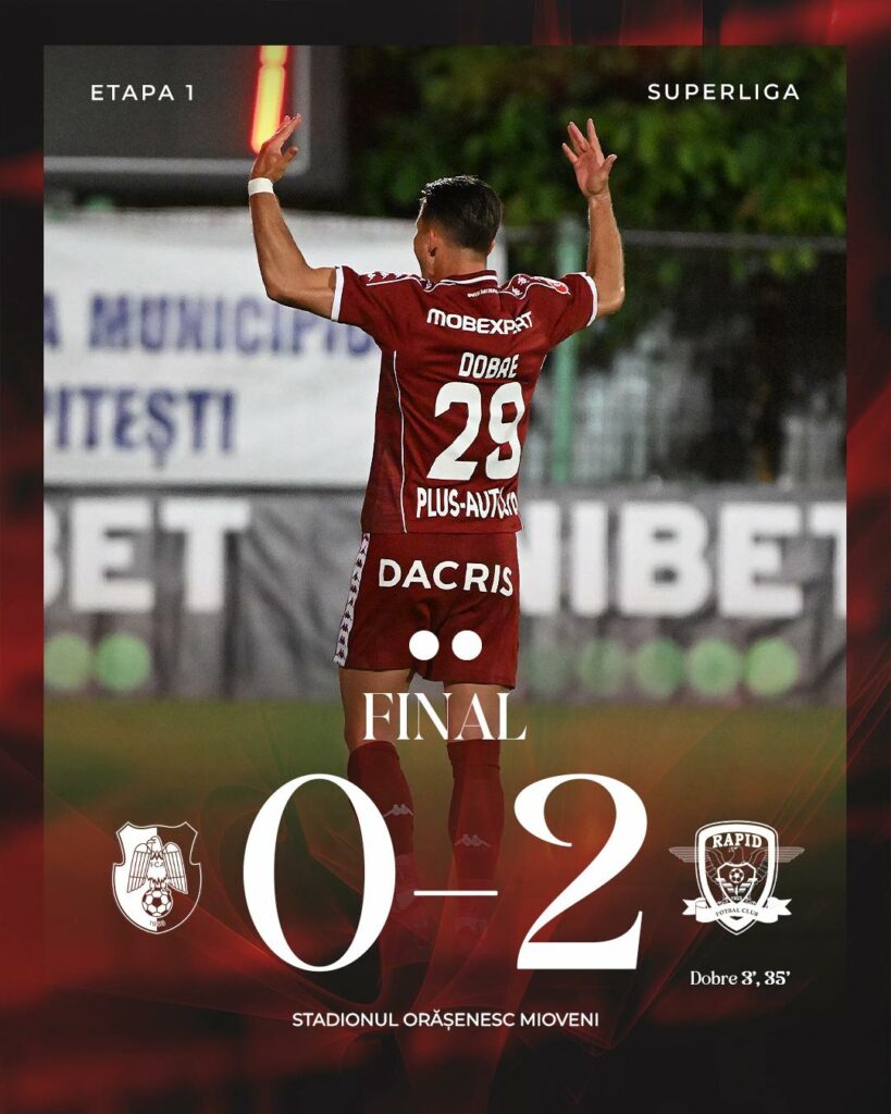 Superliga. Rapid București învinge în deplasare pe FC Argeș, la debutul în noul sezon