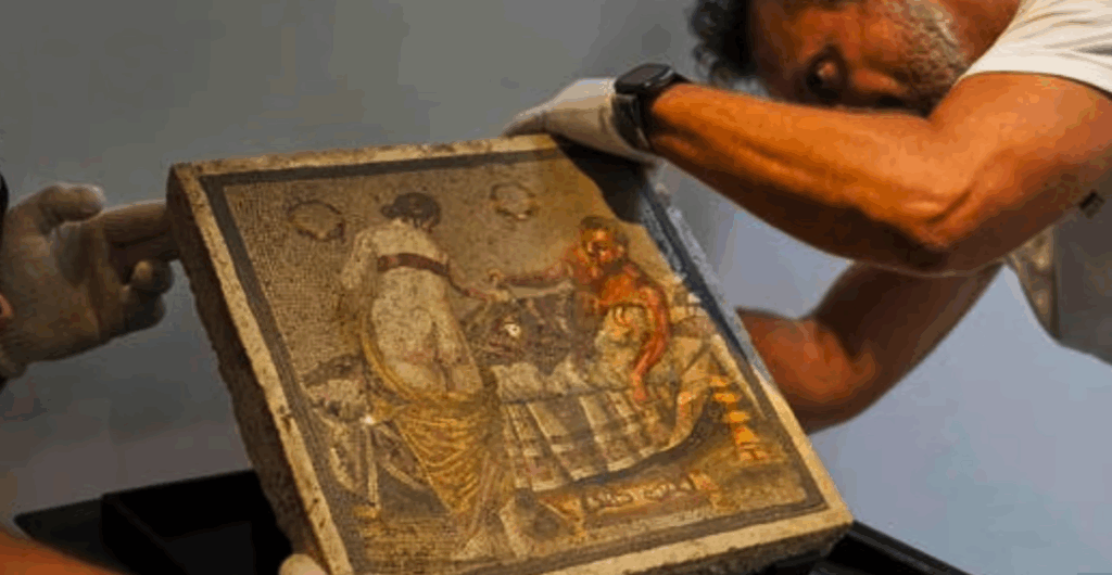 Un mozaic din Pompei, sustras de un căpitan nazist în Doilea Război Mondial, a fost returnat Italiei