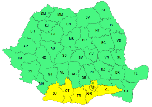 Avertizare meteo: Cod galben de caniculă în București și 6 județe. Temperaturi de 36°C duminică