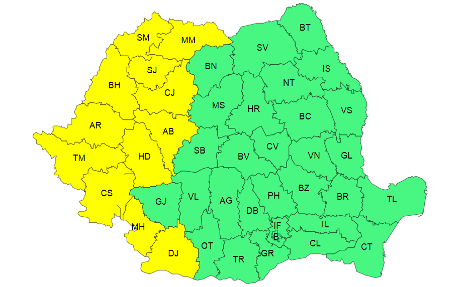 METEO. Banatul, Crișana, Maramureș și zone din Transilvania și Oltenia, sub cod galben de caniculă