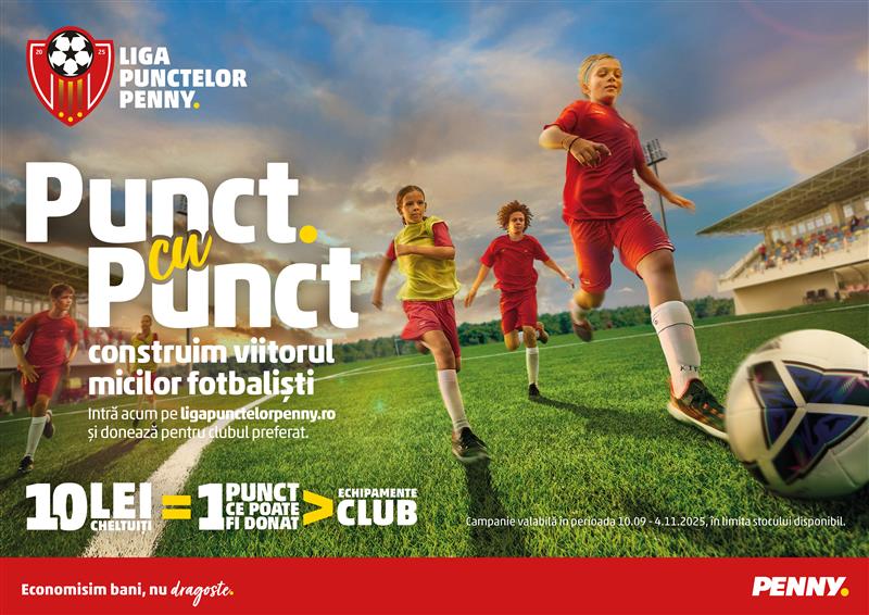 PENNY România lansează a treia ediție a programului Liga Punctelor PENNY, dedicat cluburilor sportive de fotbal pentru copii, juniori și tineret