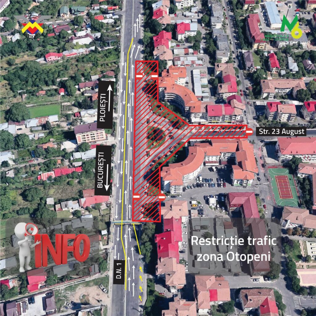 Restricții de trafic pe DN1, în zona Otopeni, pentru lucrări la viitoarea stație de metrou