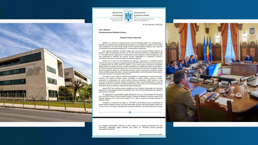 Administrația Prezidențială confirmă că CSAT are în analiză tranzacția dintre ungurii de la MVM și nemții de la E.ON. Când este așteptat avizul, pozitiv sau negativ