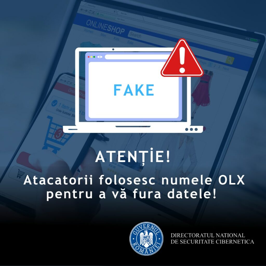 Avertisment DNSC: Atacatorii folosesc numele OLX Romania pentru a vă fura datele