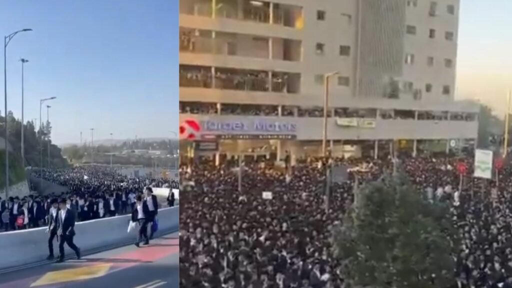 Zeci de mii de evrei ultraortodocși protestează în Ierusalim față de recrutarea militară