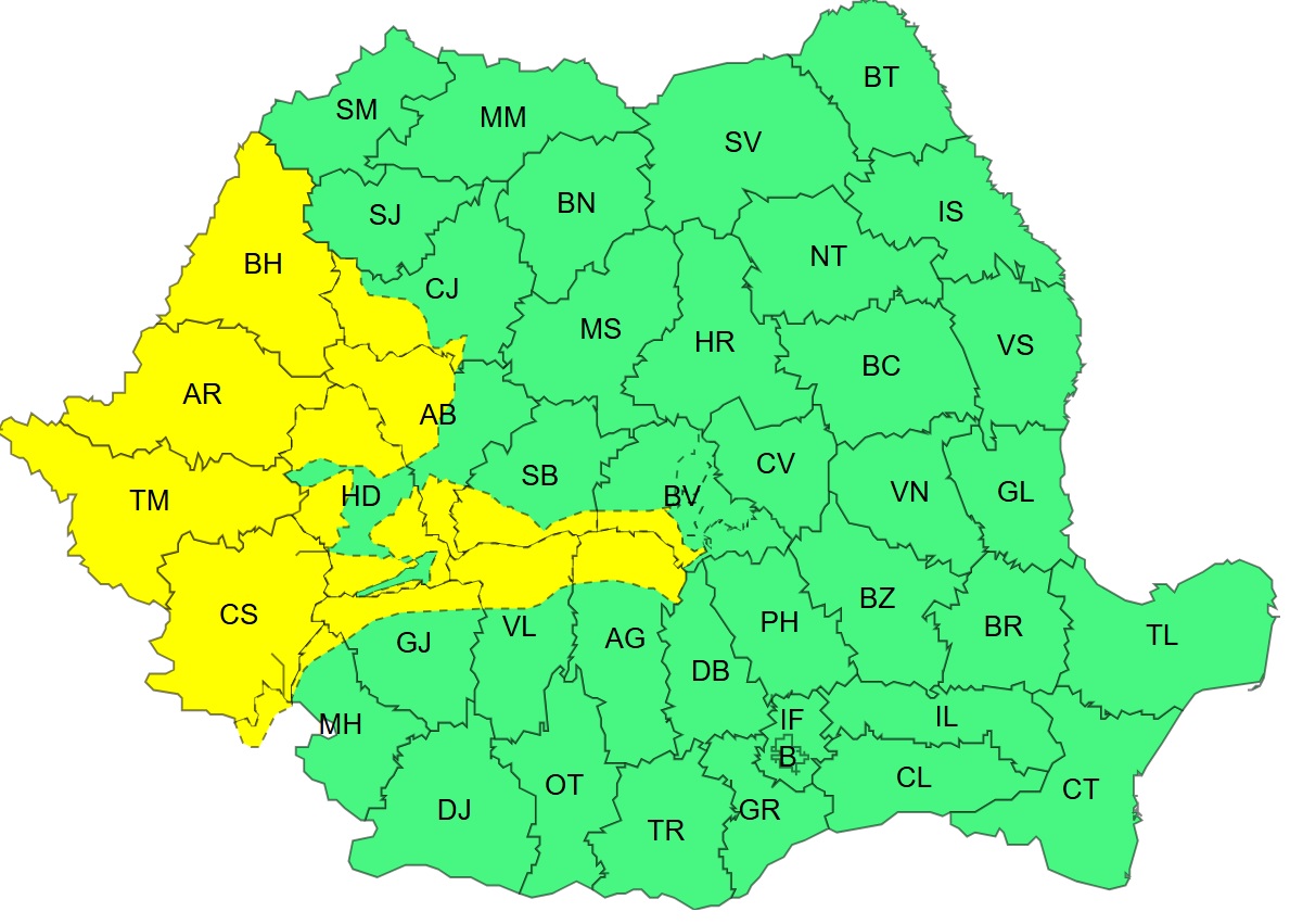 Avertizare ANM: Cod galben de vânt în majoritatea județelor din țară