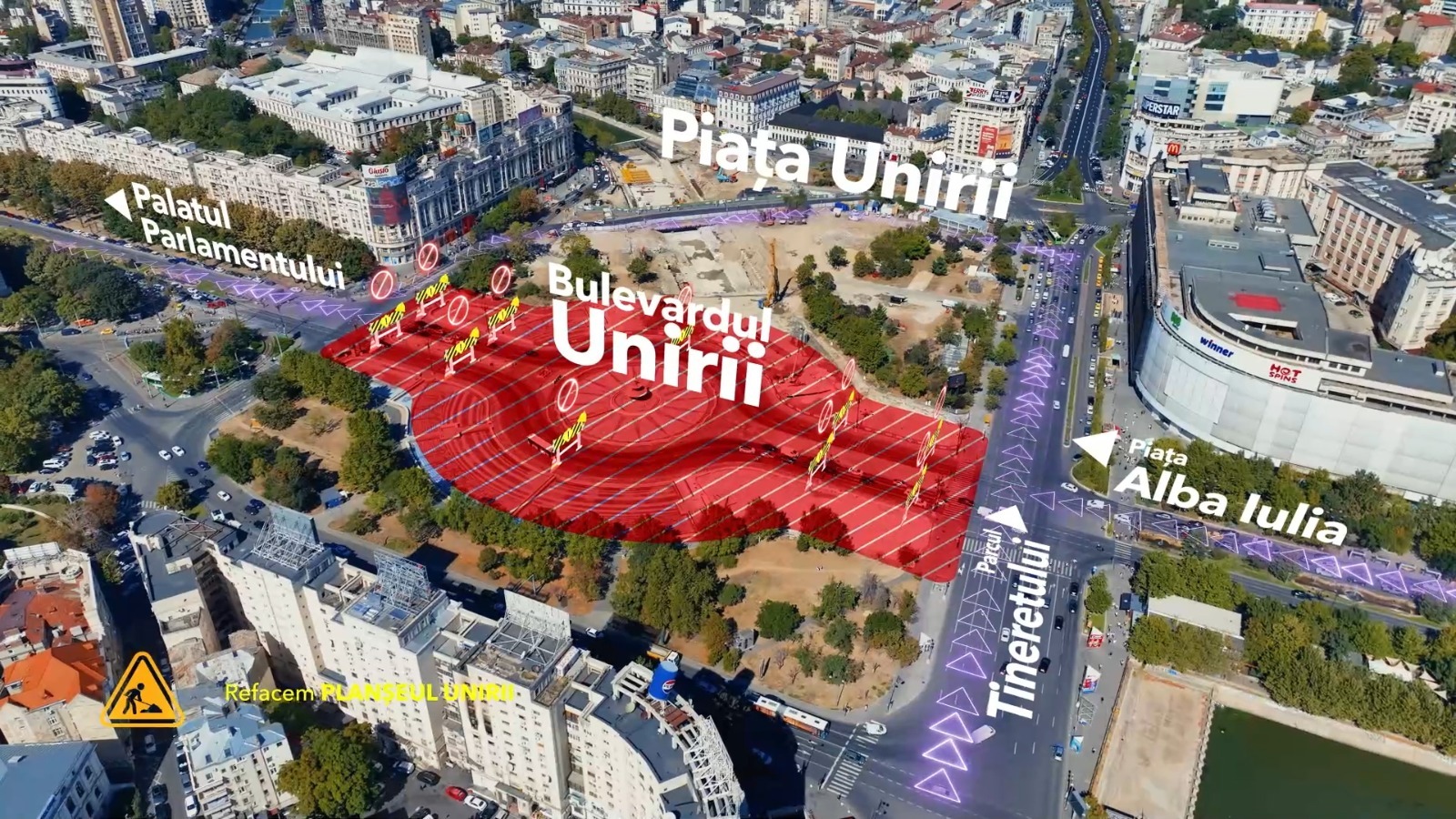 Restricții de circulație în zona Fântânii din Piața Unirii