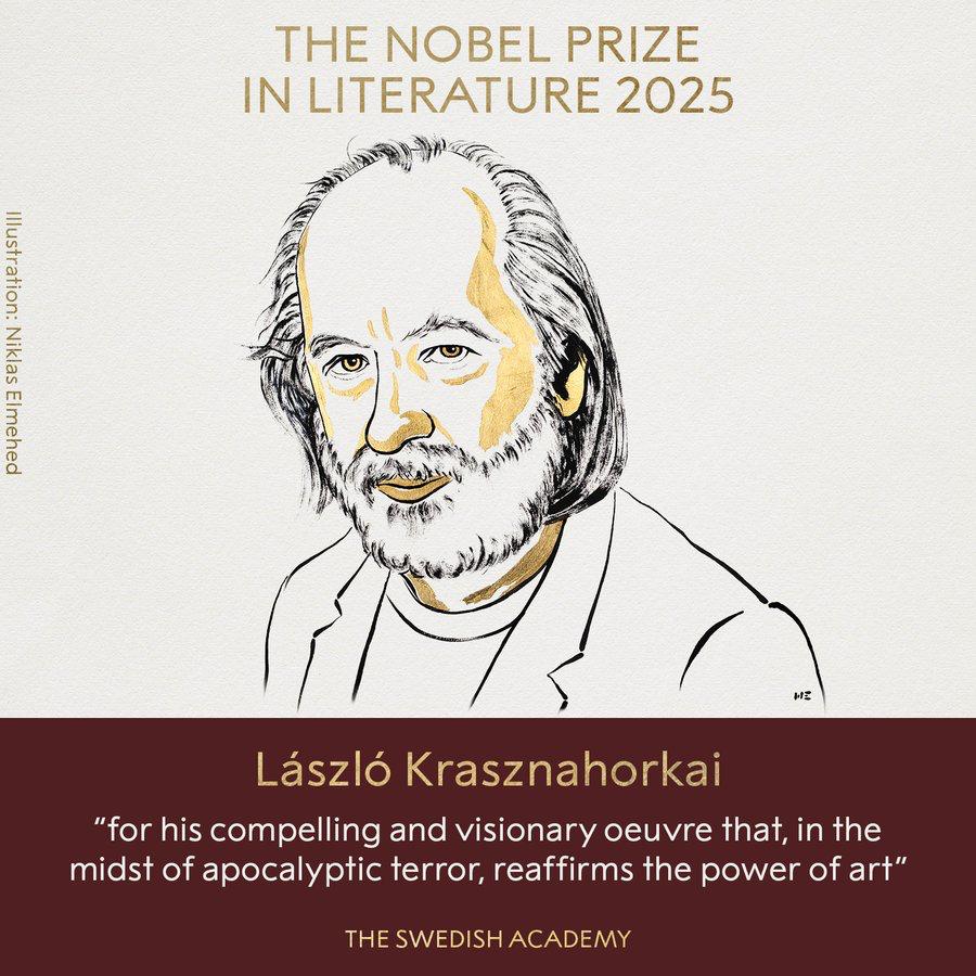 László Krasznahorkai a primit premiul Nobel pentru literatură 2025