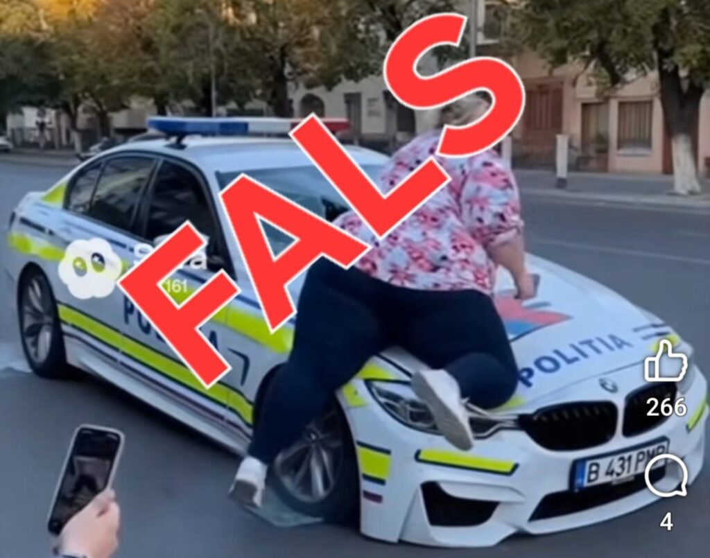 MAI demontează clipul viral cu o femeie care distruge mașina de poliție