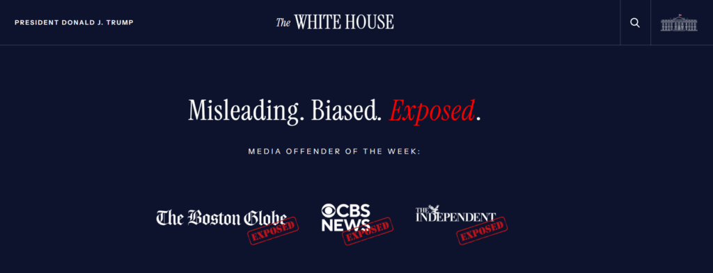 Războiul lui Trump cu presa. Casa Albă publică o listă a instituțiilor media pe care le acuză de răspândirea „știrilor false”