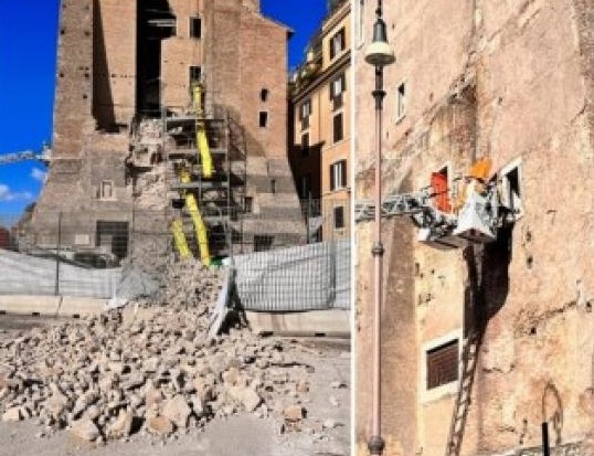 Un turn istoric din Roma aflat în curs de restaurare s-a prăbușit. Un muncitor, prins sub dărâmături