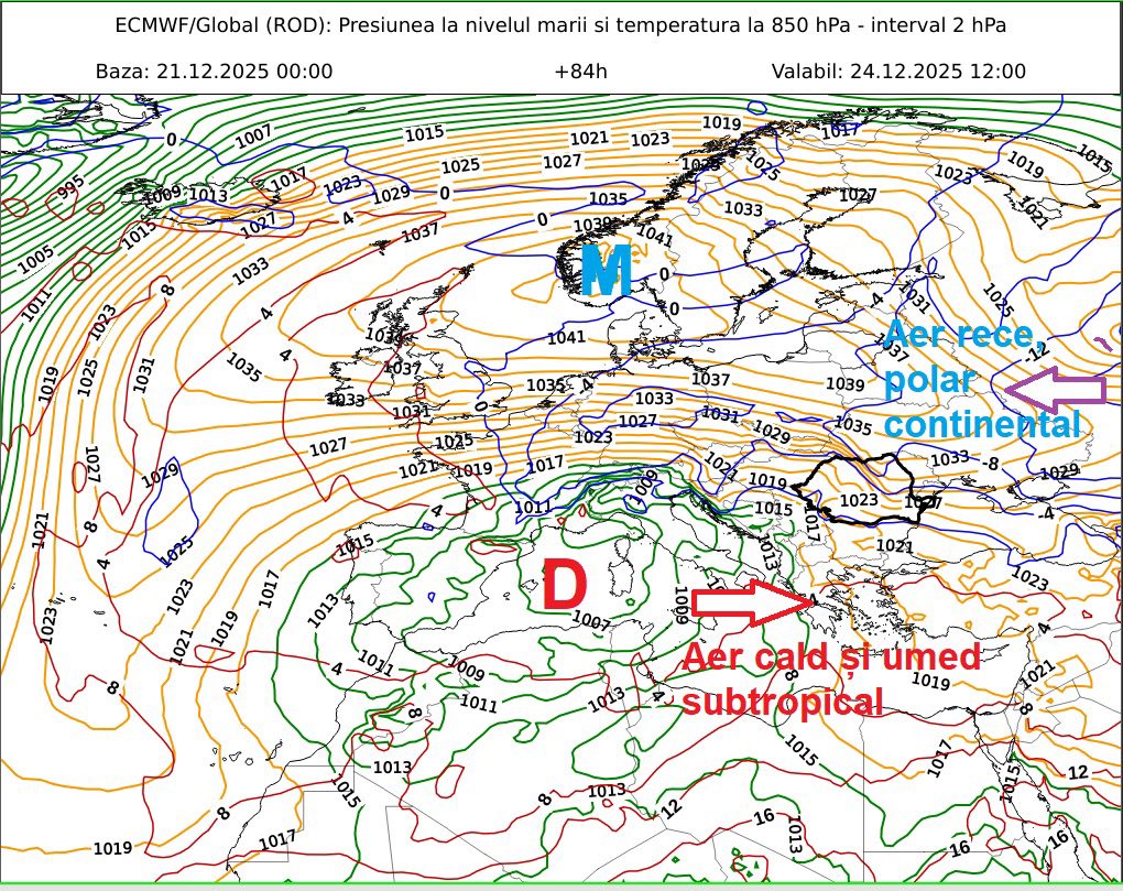 România, între anticiclonul azoric și ciclonul mediteranean. ANM anunță unde va ninge de Crăciun