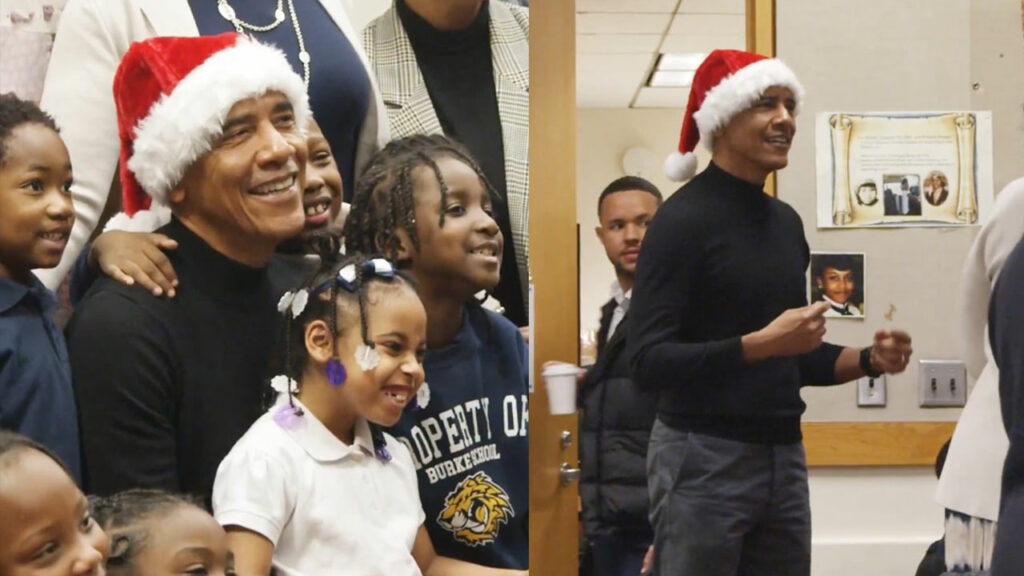 Obama în rol de Moș Crăciun: Fostul președinte american le-a citit povești elevilor din Chicago