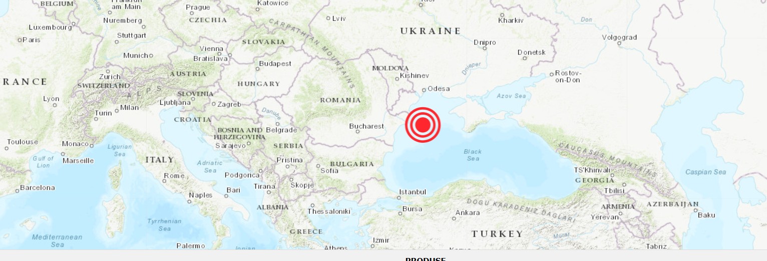 Cutremur în Marea Neagră cu magnitudinea de 2 pe Richter