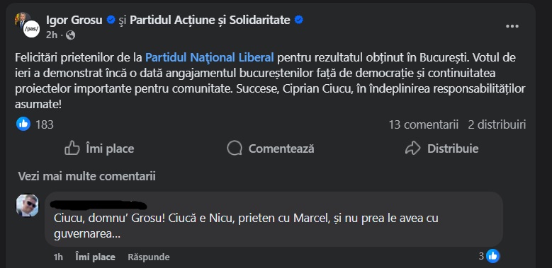 Comentariu la postarea lui Igor Grosu