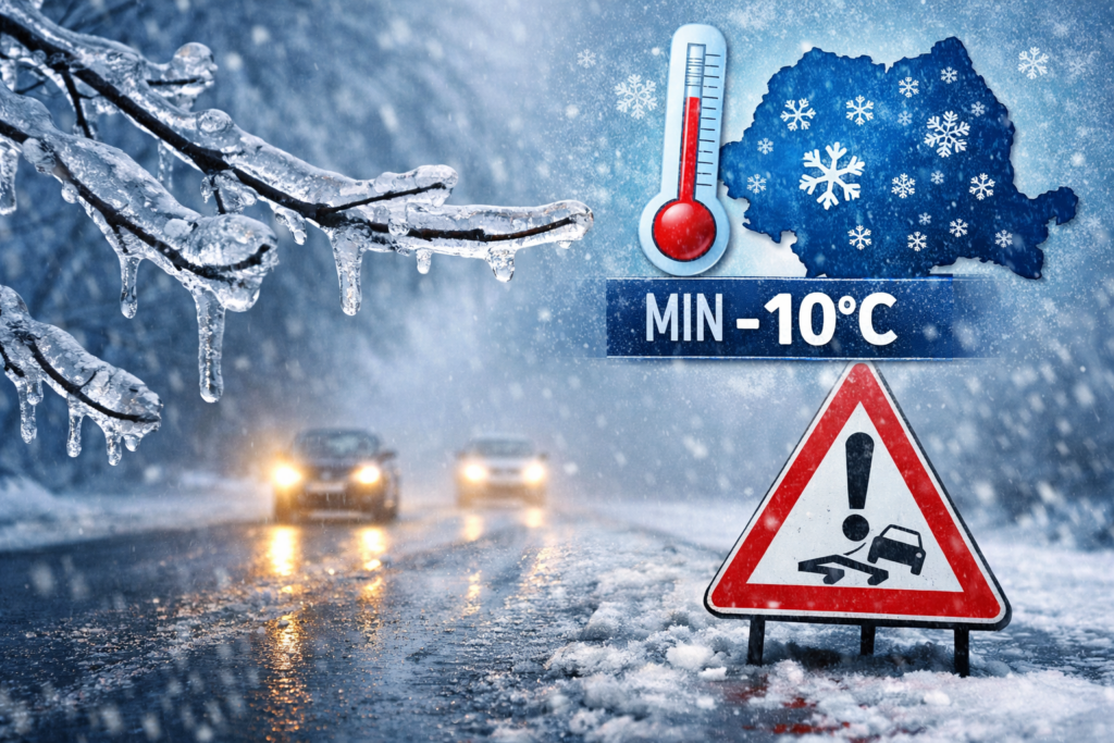 ANM: Ger persistent și risc de polei în România. Temperaturile vor fi sub 0°C în majoritatea regiunilor