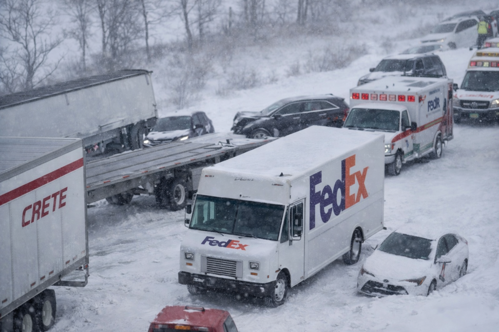 Carambol uriaș în Michigan: Peste 100 de mașini implicate într-un un accident în lanț pe o autostradă