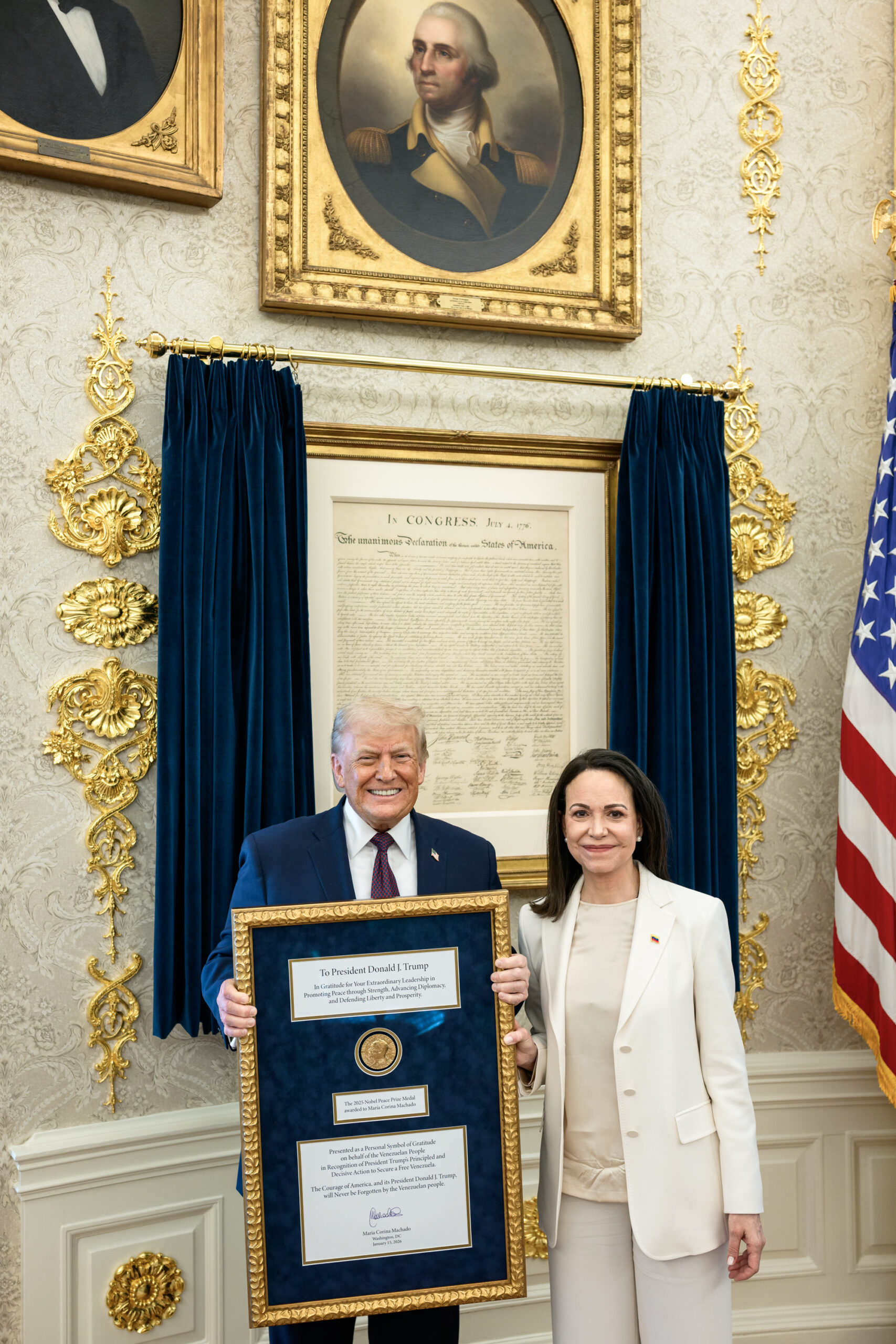 Reacția lui Trump la medalia Nobel primită de Machado