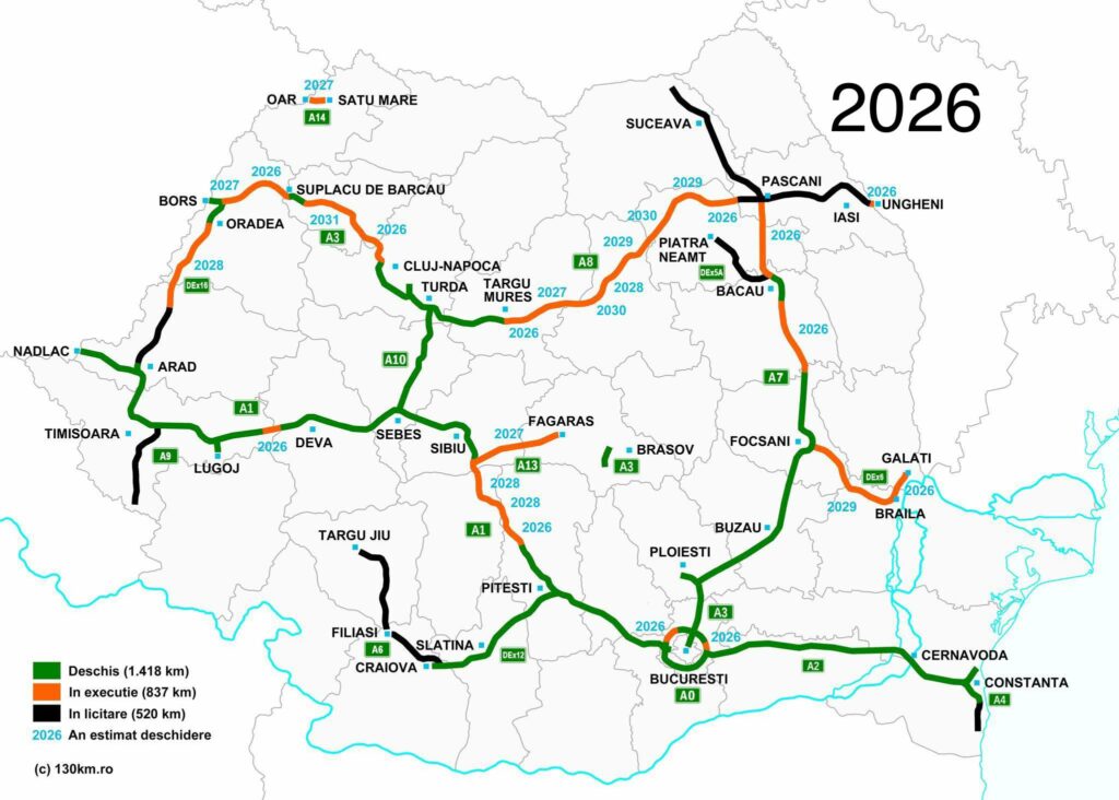 România intră în anul record al infrastructurii rutiere: 285 km de autostrăzi în 2026