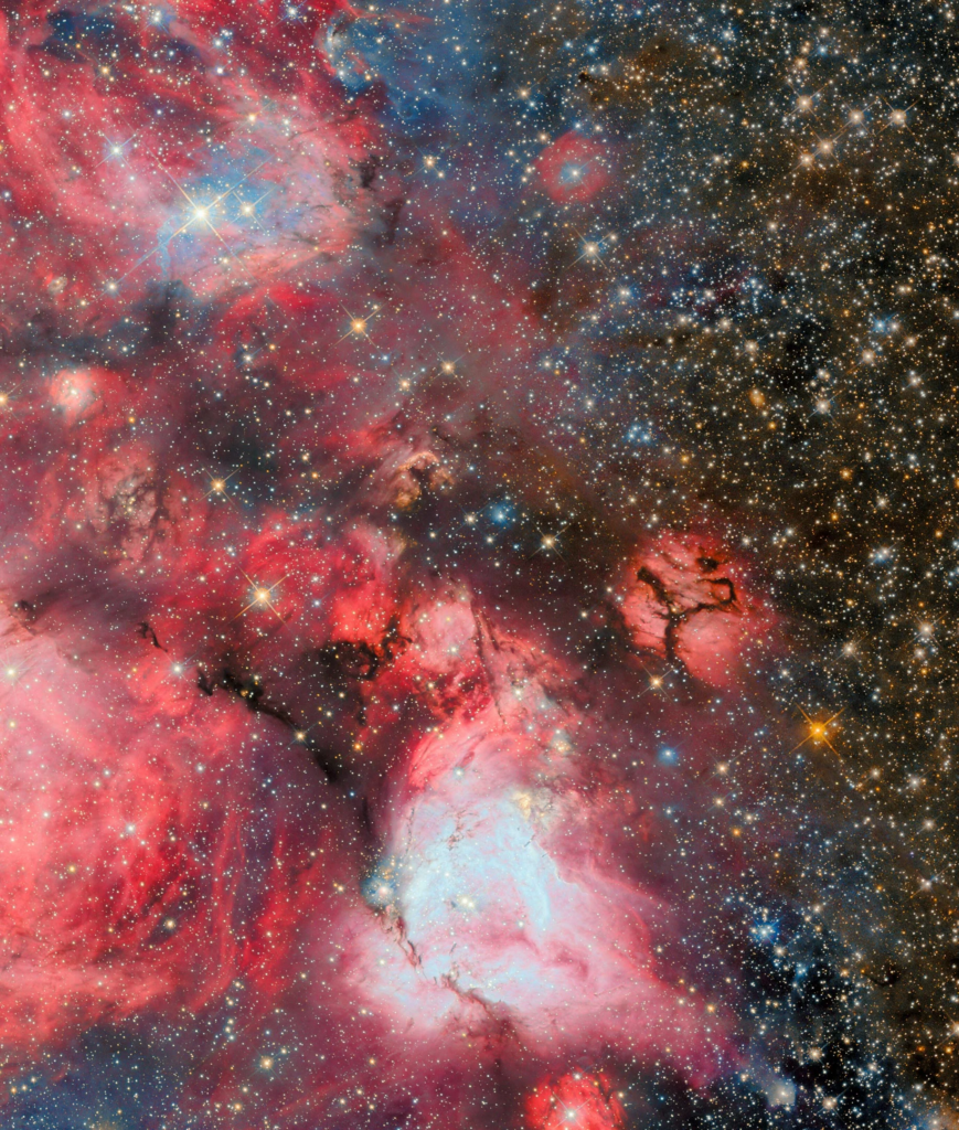 Telescopul Hubble surprinde stele tinere care modelează bule cosmice neobișnuite într-o galaxie apropiată