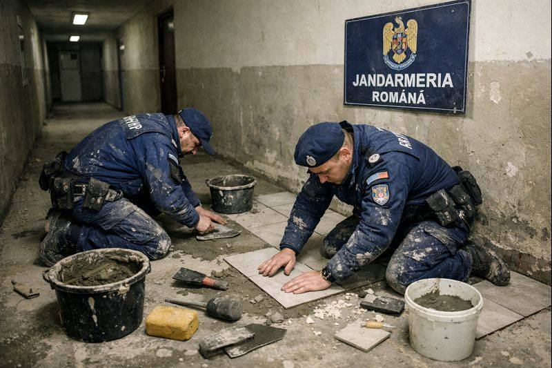 Jandarmii de la Constanța, puși să monteze gresie pe holuri: Ture de 19 ore și odihnă de 4 ore