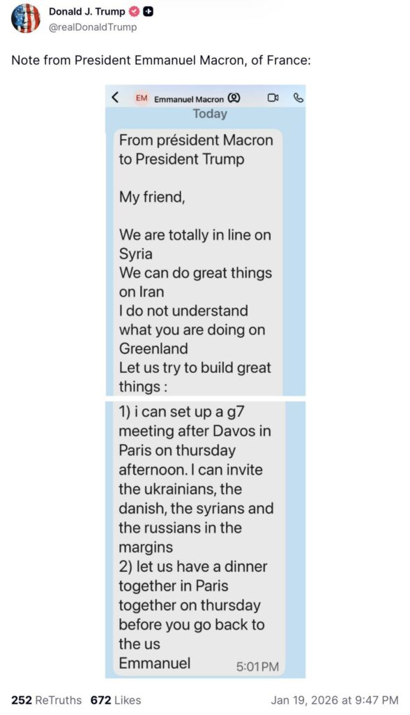 Trump primește un sms privat de la un lider european și-l face public: „Nu înțeleg ce faci cu Groenlanda”