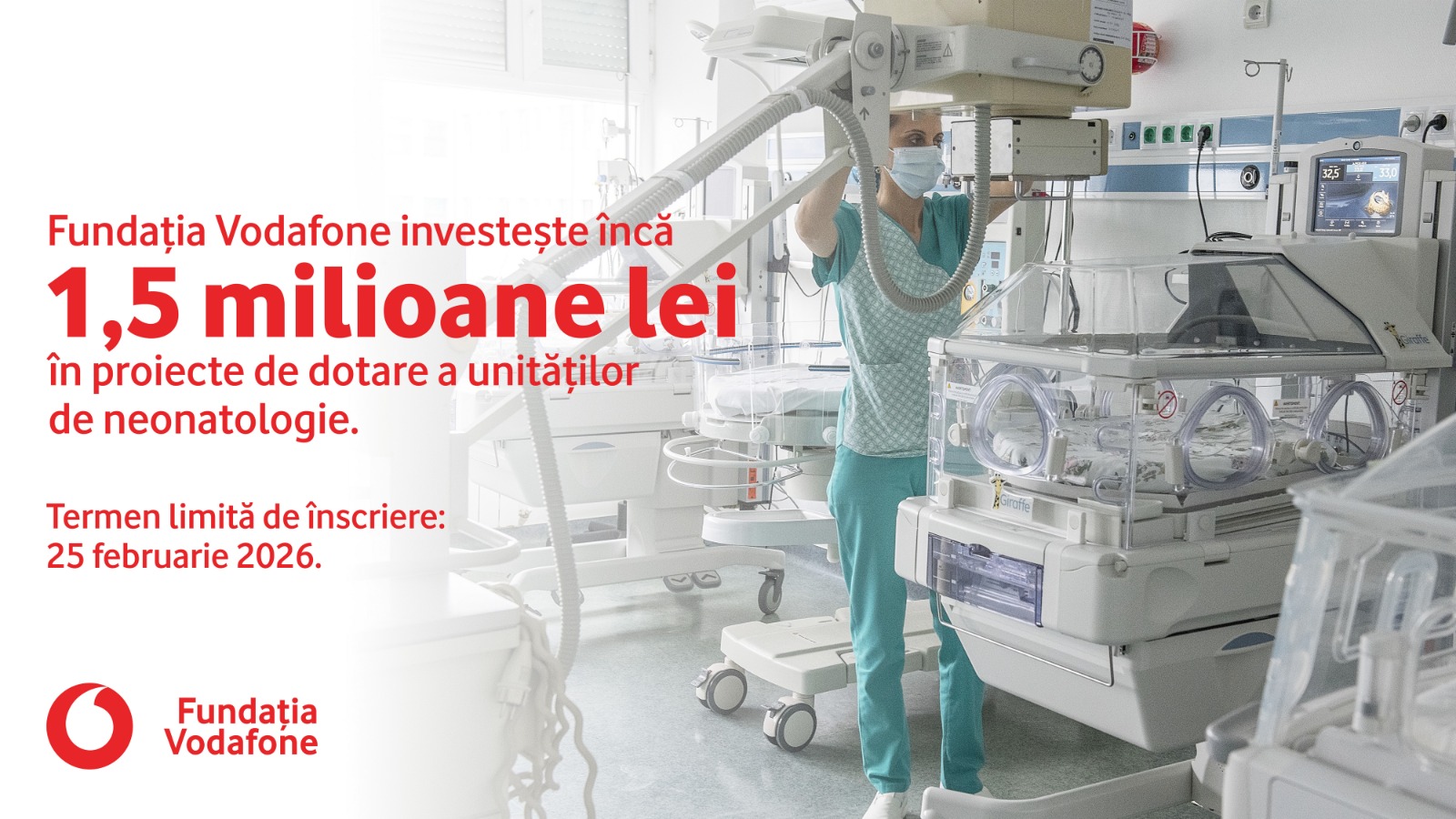 Fundația Vodafone investește 1,5 milioane lei în neonatologie