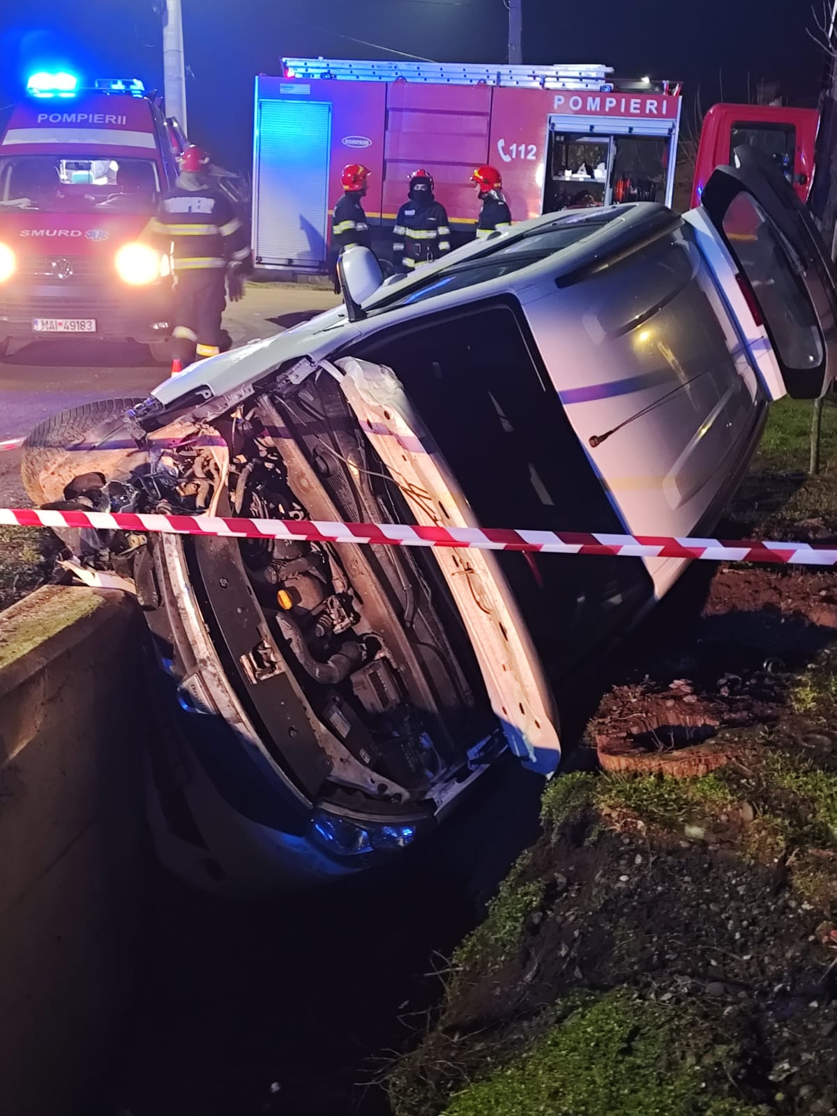 Accident grav în Teleorman. O mașină s-a răsturnat