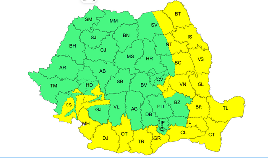 Meteorologii anunţă răcire accentuată, ninsori şi viscol, strat nou de zăpadă la munte şi cod galben de vânt în mai multe regiuni ale ţării