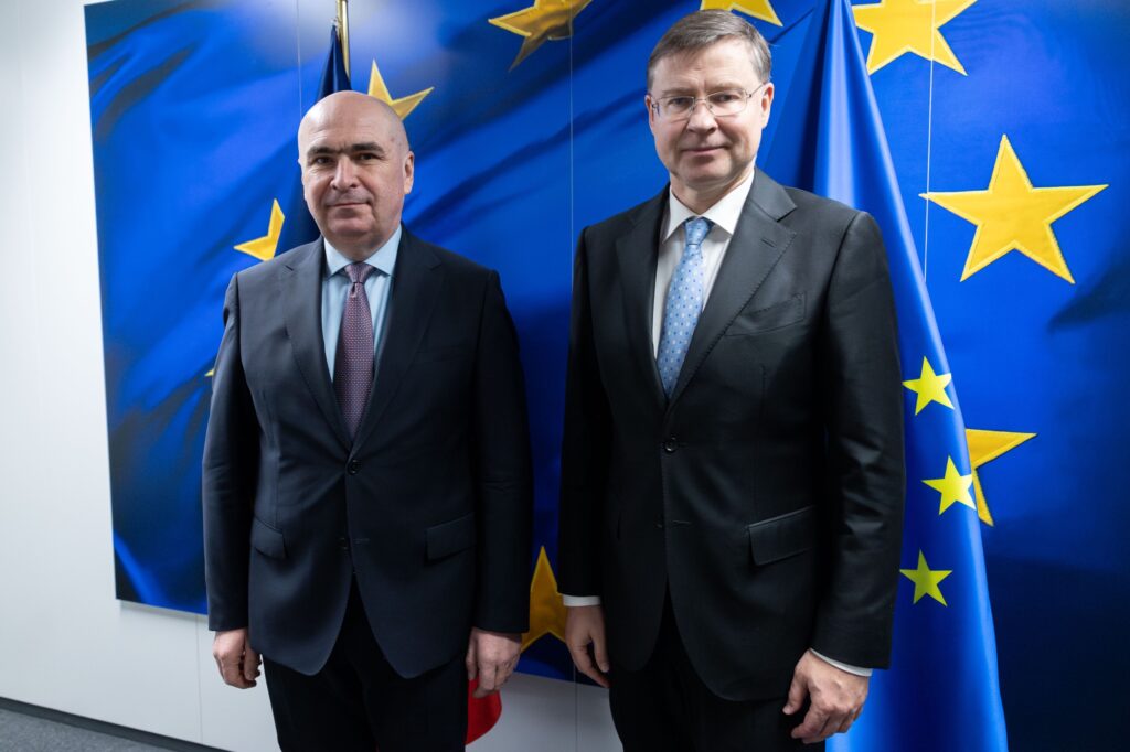 Ilie Bolojan, despre întâlnirea cu comisarul Valdis Dombrovskis: Am confirmat încă o dată că România va urmări anul acesta o țintă de deficit care să se apropie de 6%