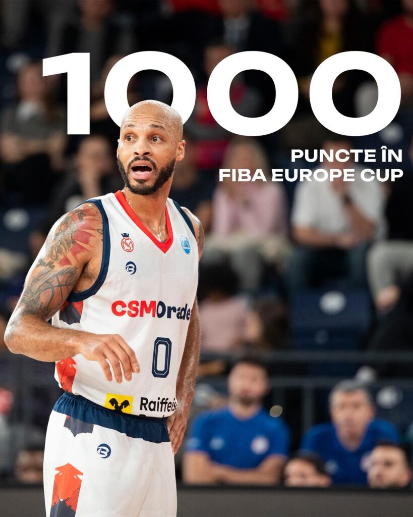 Kris Richard, de la CSM Oradea, primul jucător care depășește 1.000 de puncte înscrise în FIBA Europe Cup