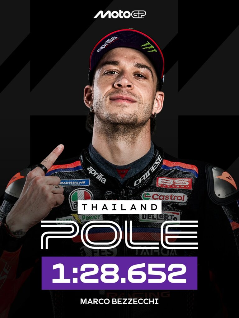 Marco Bezzecchi realizează primul pole-position al sezonului din MotoGP, în Thailanda