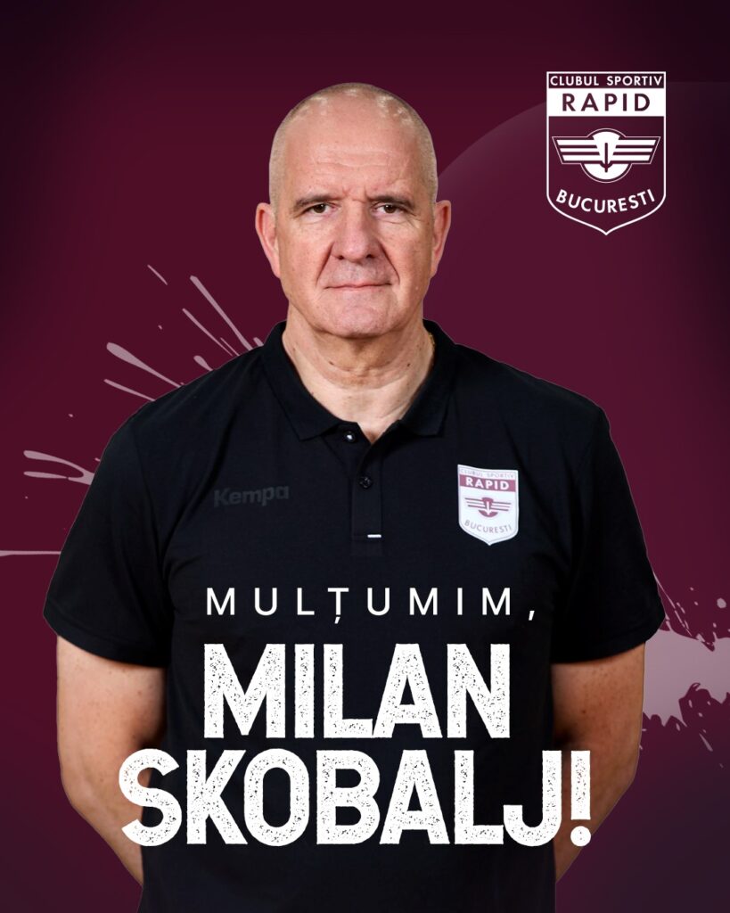 Echipa de baschet masculin Rapid București anunță despărțirea de antrenorul Milan Skobalj