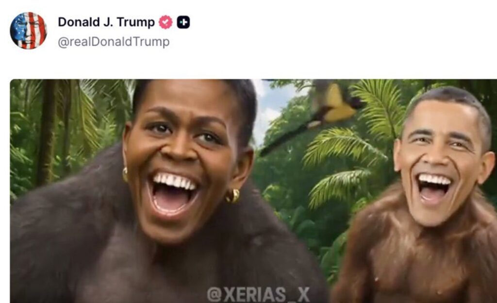 Barack și Michelle Obama „devin” maimuțe: polemică pe contul Truth al lui Trump