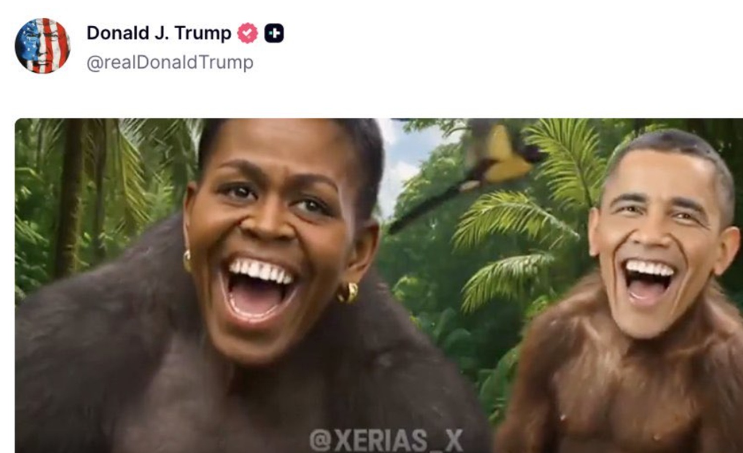 Poza pentru articolul Trump spune că nu a văzut tot videoclipul rasist înainte de a fi postat și că nu își va cere scuze