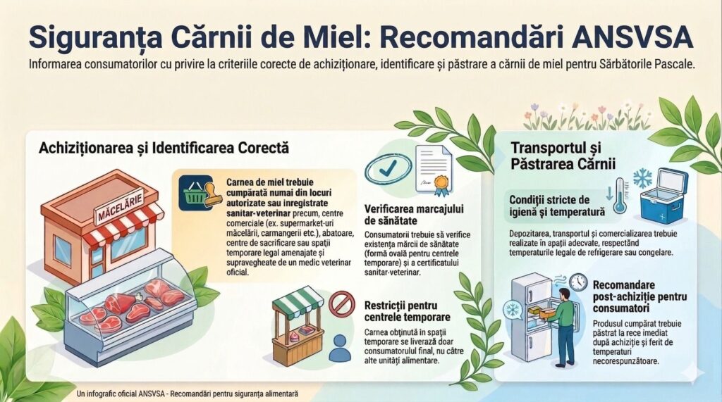 Recomandările ANSVSA pentru cumpărarea cărnii de miel pentru masa de Paște
