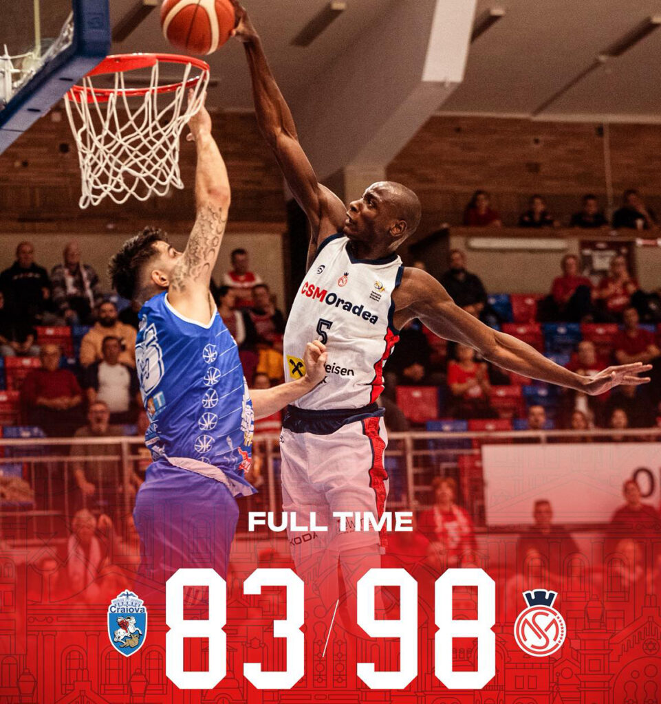 CSM Oradea câștigă clar la Craiova, în etapa a 24-a din Liga Națională de baschet masculin
