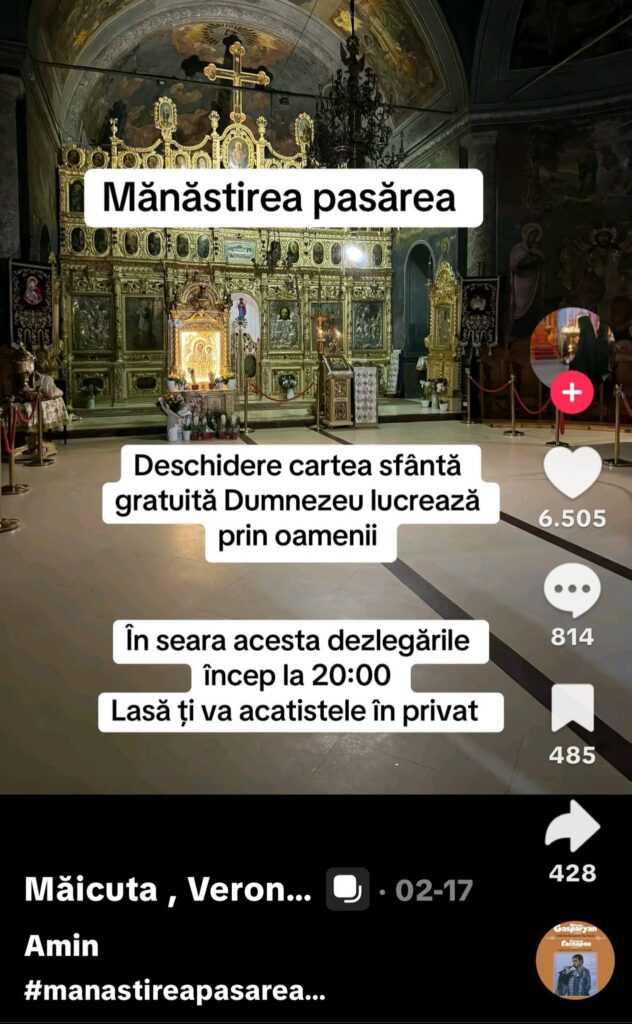 Trafic cu rugăciuni / Două escroace care pozează în măicuțe ale Mânăstirii Pasărea cer bani pe Tik Tok / Mânăstirea Pasărea reacționează