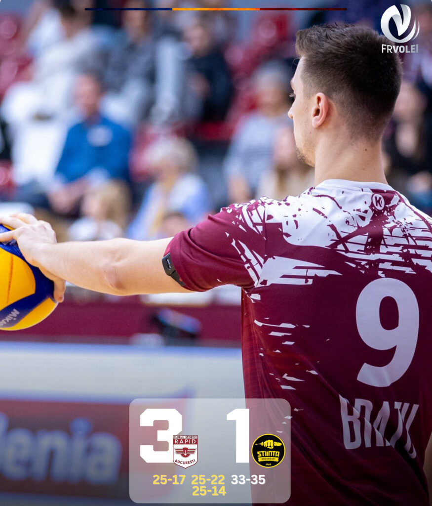 Rapid București încheie sezonul regulat din Divizia A1 la volei masculin cu o victorie cu Știința București