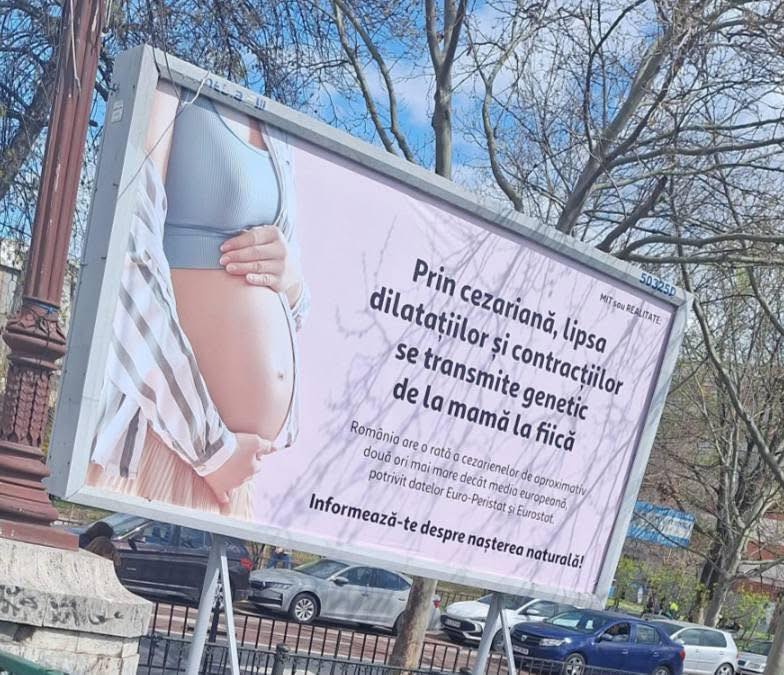 Colegiul Medicilor, avertisment privind informațiile despre cezariană de pe panourile din București: „Sunt lipsite de fundament științific”