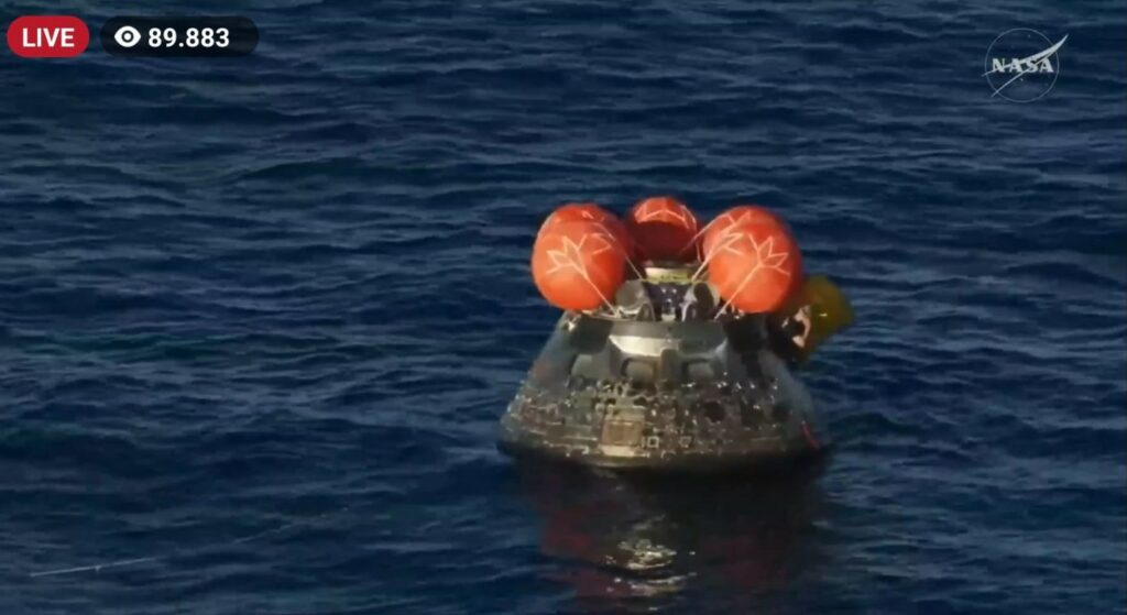 „Integrity” a aterizat cu succes în Oceanul Pacific. NASA: „Amerizare direct la țintă”