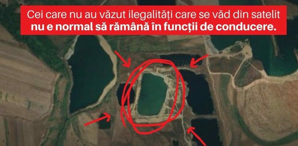 Exploatări ilegale de balast în Olt, vizibile din satelit