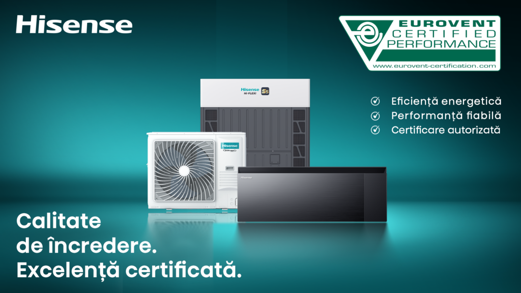 Hisense obține certificarea Eurovent pentru gama completă de aparate de aer condiționat