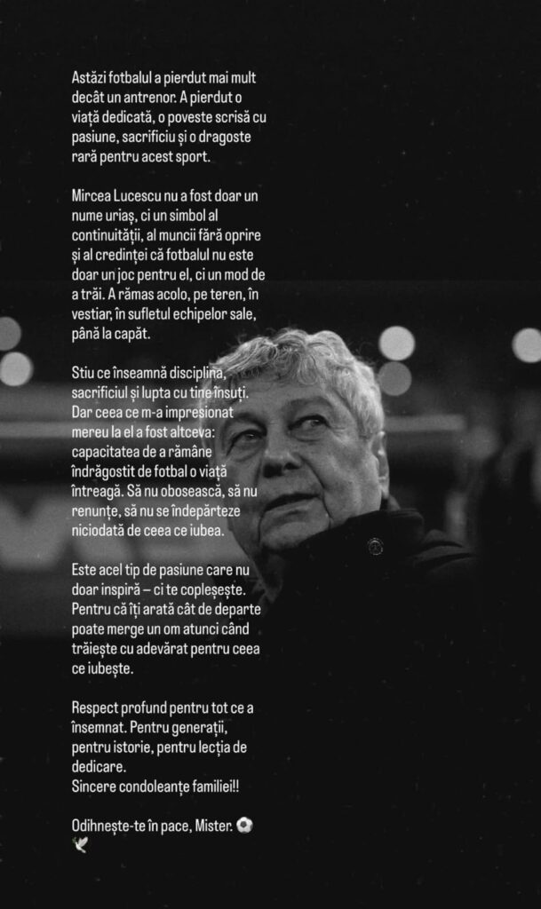 Simona Halep, despre Mircea Lucescu: A rămas acolo, pe teren, în vestiar, în sufletul echipelor sale
