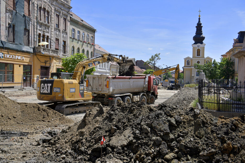 Zona istorică a Timișoarei se schimbă: lucrări pe șantierul „Regenerare Urbană Zona Piața Traian”