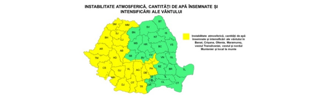 Avertizare ANM: vreme instabilă în România
