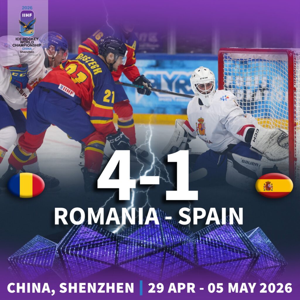 România obține o victorie clară cu Spania la Campionatul Mondial de hochei pe gheață Divizia I/B și se menține în lupta pentru revenirea în eșalonul secund valoric