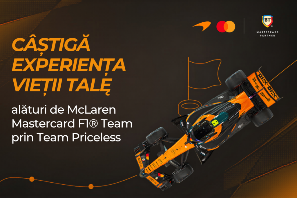 Banca Transilvania au lansat quiz-ul Team Priceless pentru fanii McLaren Mastercard. Doi câștigători merg la Formula 1 în Austria