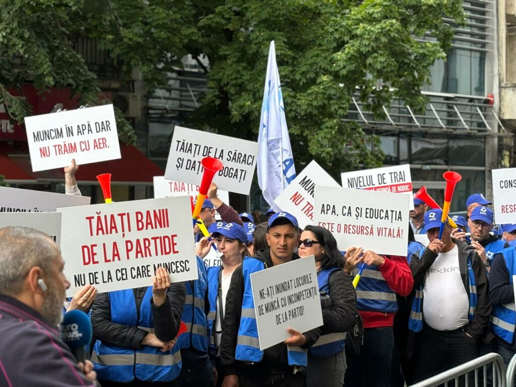 Protest al sindicaliștilor de la Apele Române în Capitală. Ce nemulțumiri au